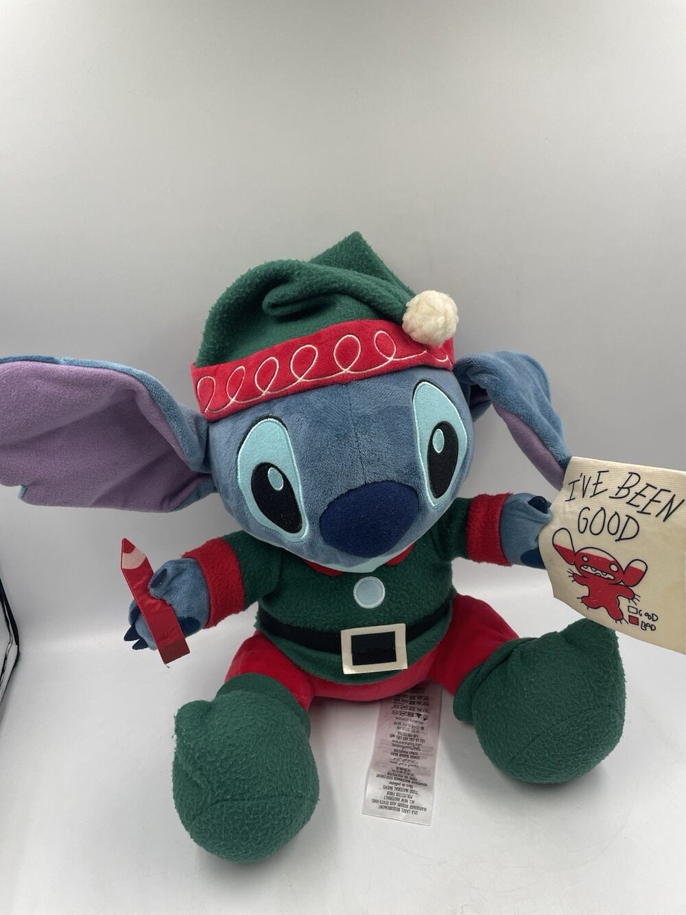 Disney Parks Stitch Elf I've Been Good Holiday Christmas Plush
